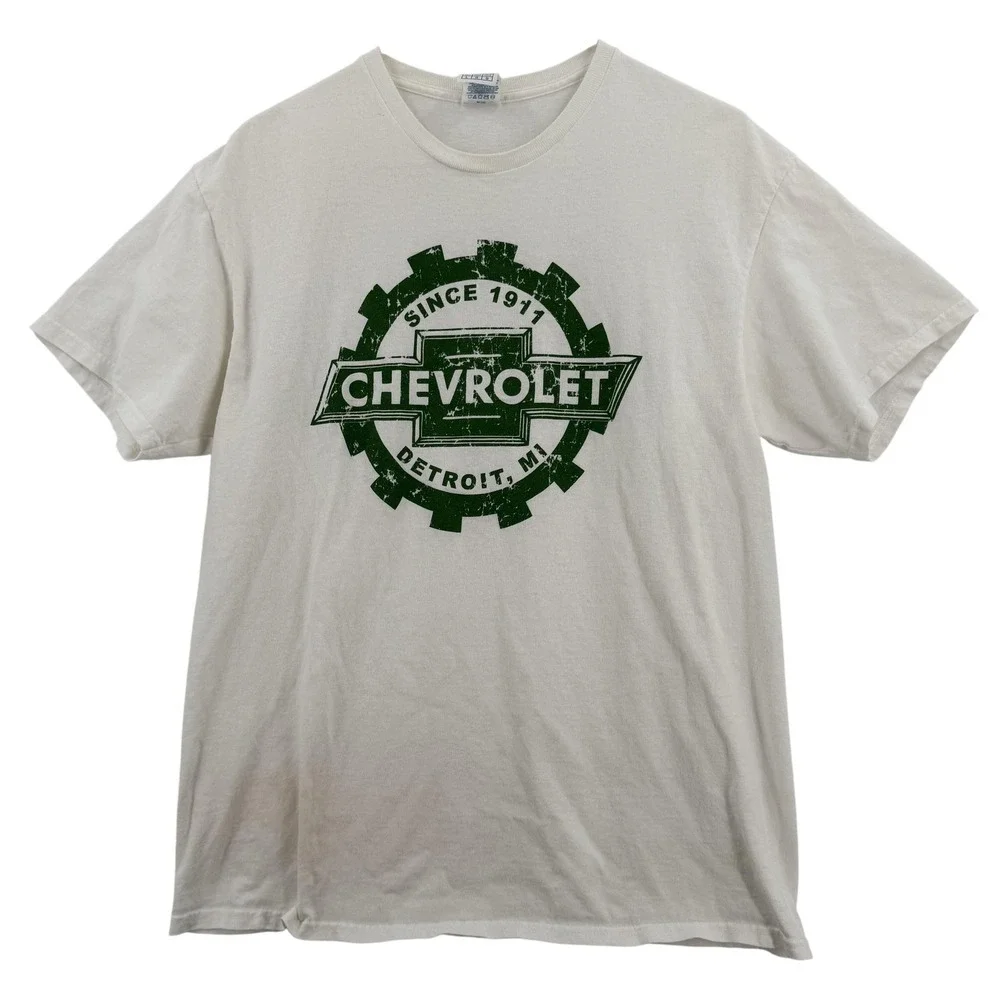 VTG‎ Chevrolet Shirt Mens Large White Green Detroit MI Since 1911 Graphic Tee